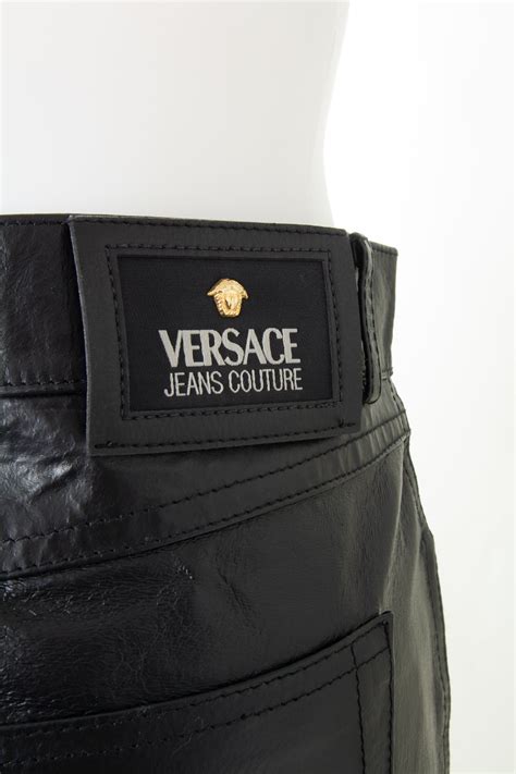 vintage versace leather pants|Versace denim pants.